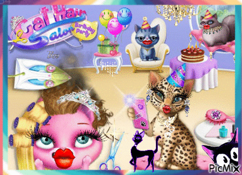 beauty shop cats. - Free animated GIF