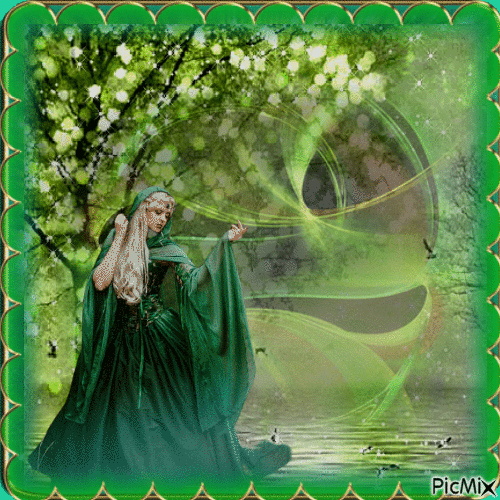 mujer de verde - Ingyenes animált GIF