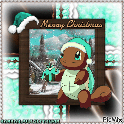{Christmas Squirtle - Brown & Teal} - Animovaný GIF zadarmo
