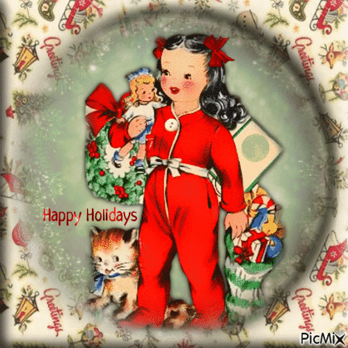 Happy Holidays vintage - Gratis animerad GIF