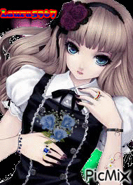 fille avec roses - 無料のアニメーション GIF
