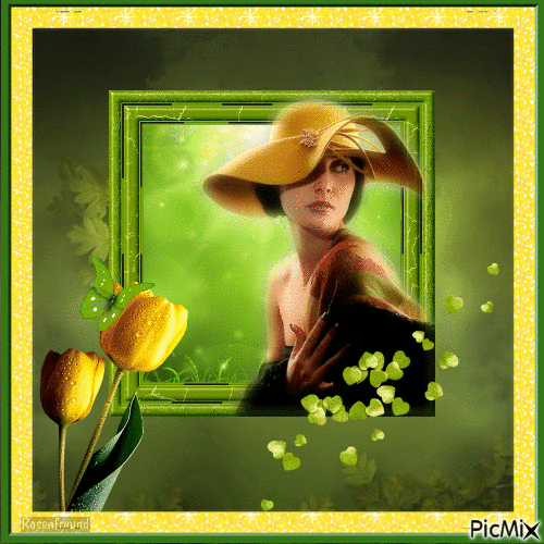 Woman green Background - Ingyenes animált GIF