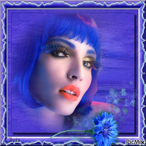 Portrait bleu - gratis png