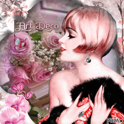 Art Deco - Tonos rosados - GIF เคลื่อนไหวฟรี