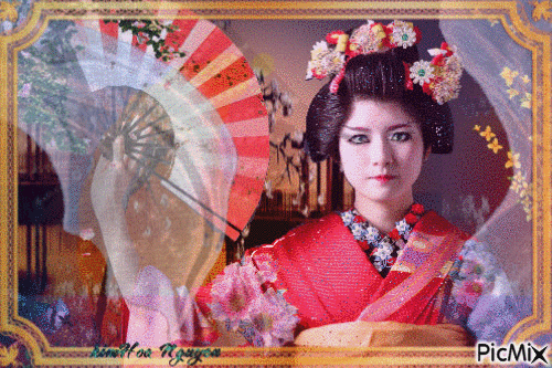 nàng geisha đẹp như hoa của Nhật Bản - Gratis geanimeerde GIF