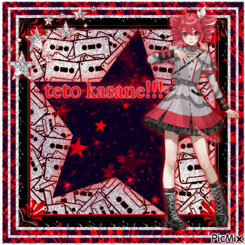 VOCALOID in red - teto kasane - Бесплатный анимированный гифка