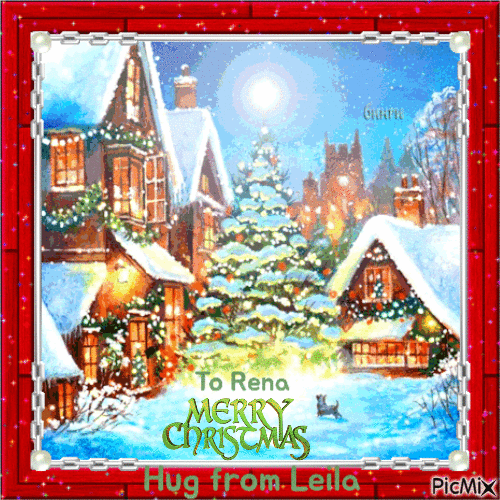To Rena Merry Christmas. Hug - Бесплатни анимирани ГИФ