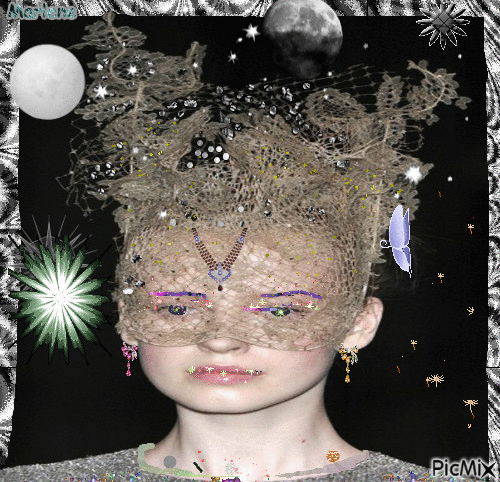 Portrait Woman Colors Deco Butterfly Glitter Glamour - Free animated GIF