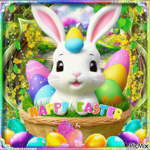 Easter bunnies - Free animated GIF