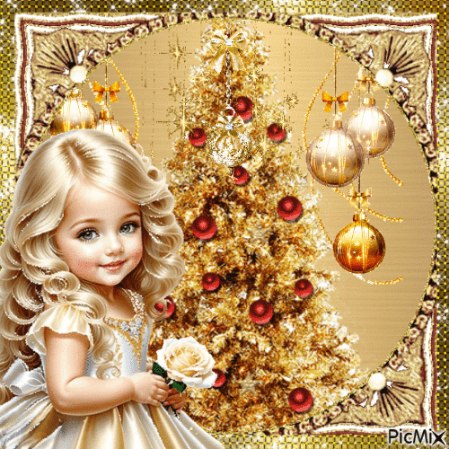 little girl in gold - Free animated GIF