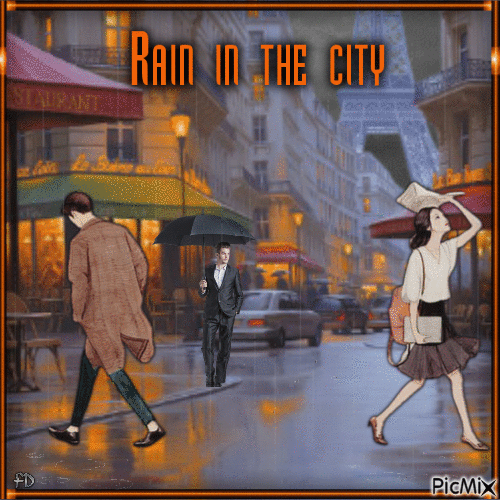 Ein regnerischer Tag in der Stadt - Free animated GIF