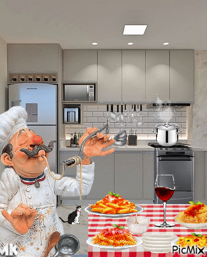 Mi marido en la cocina - Бесплатный анимированный гифка