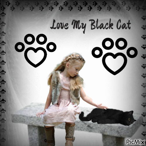 Love My Black Cat - GIF animate gratis