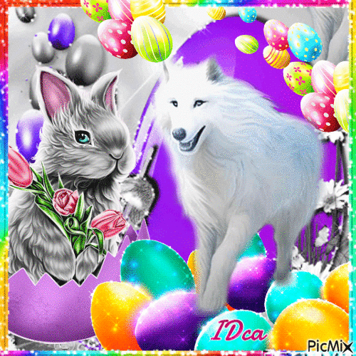 Joyeuses Pâques   les loups - GIF animado gratis