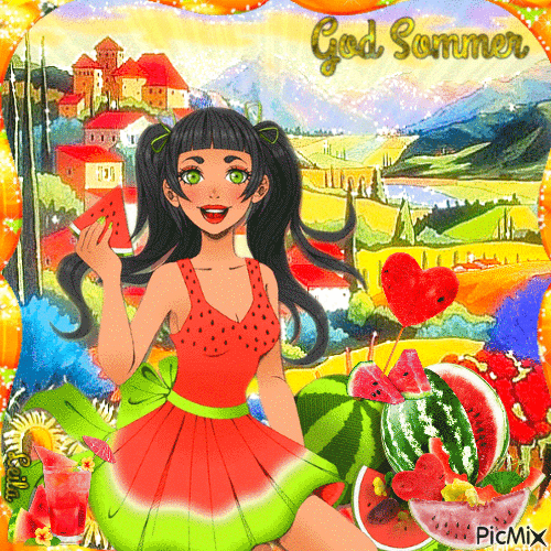 Happy Summer. Sun and watermelon