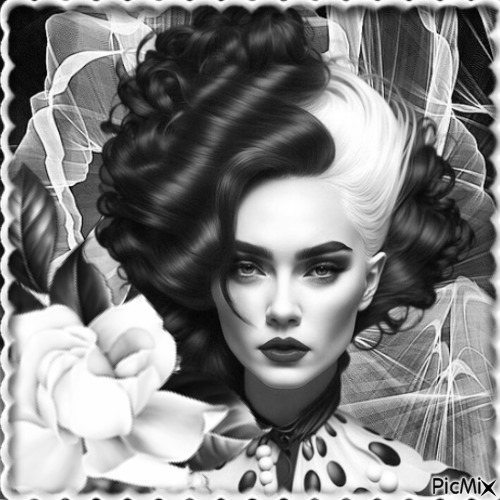 Portrait femme en noir et blanc - безплатен png