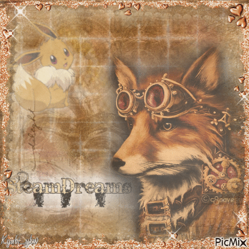 Steampunk fox & a Eevee - Darmowy animowany GIF