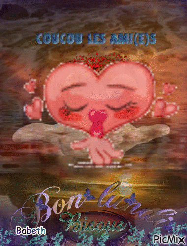 coucou les amis (es) bon lundi bisous - Darmowy animowany GIF