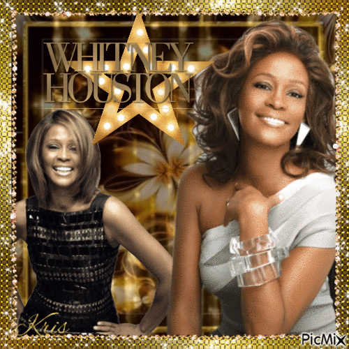 Whitney Houston - Tons doré et noir - Free animated GIF