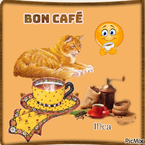 Bon café du chat - Animovaný GIF zadarmo