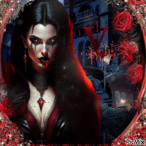 Retrato de una mujer vampiro - 無料のアニメーション GIF