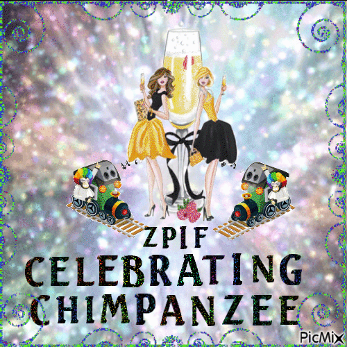 Celebrating Chimpanzee - Free animated GIF