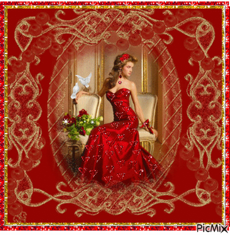 Lady in red 6. - Free animated GIF