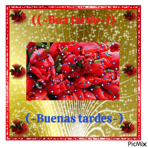 Red flowers/Boa tarde/Buenas tardes - Ilmainen animoitu GIF