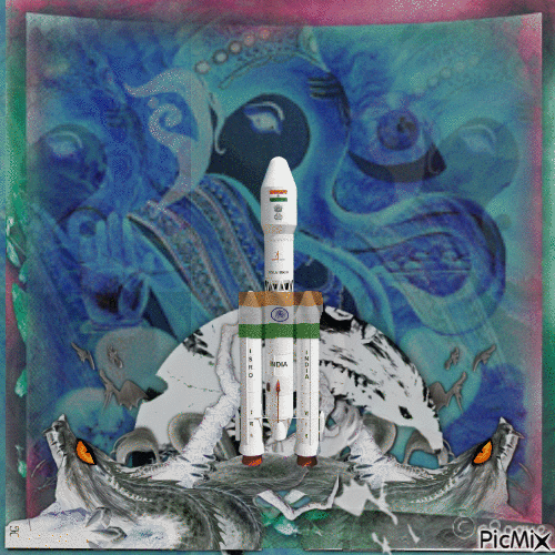 GANESHA Chandrayaan-3 iSRO - Бесплатный анимированный гифка