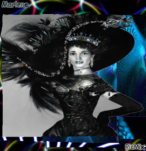 Portrait Carnaval Woman Colors Hat Deco Glitter Black Fashion Glamour - Free animated GIF