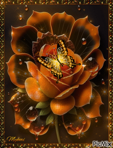 rose et  papillon - Nemokamas animacinis gif