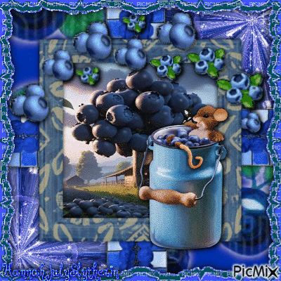 (-Mouse in a Jar Full of Blueberries-) - GIF animado grátis