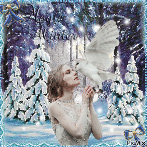 Winter: woman and bird - Ilmainen animoitu GIF