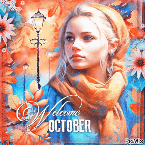 Autumn woman october welcome - GIF animado grátis