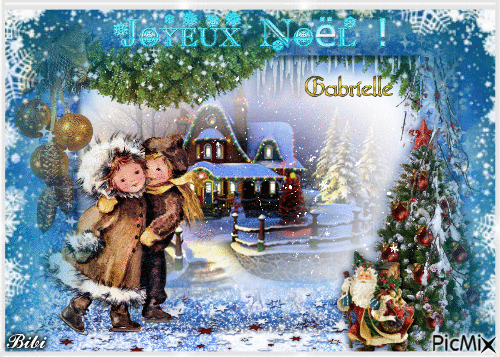 Joyeux Noël Gabrielle-Birikine - GIF animé gratuit