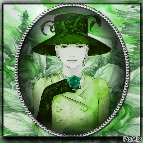 Retrato de una mujer en verde - Gratis animeret GIF
