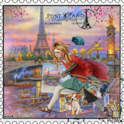 carte postale de paris - Darmowy animowany GIF