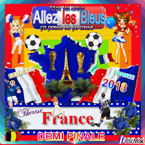 demi finale France Belgique 2018 - Бесплатный анимированный гифка