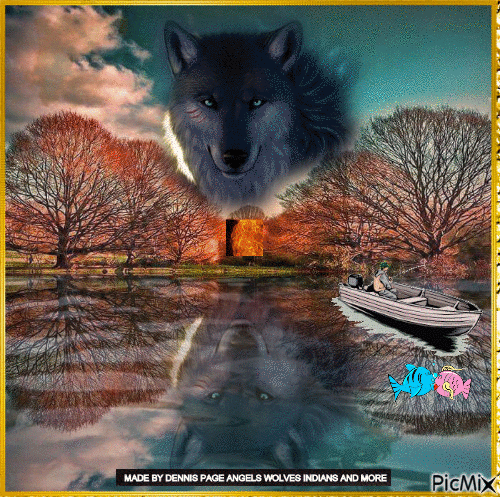 THE WATER MIRROR WOLF - Free animated GIF