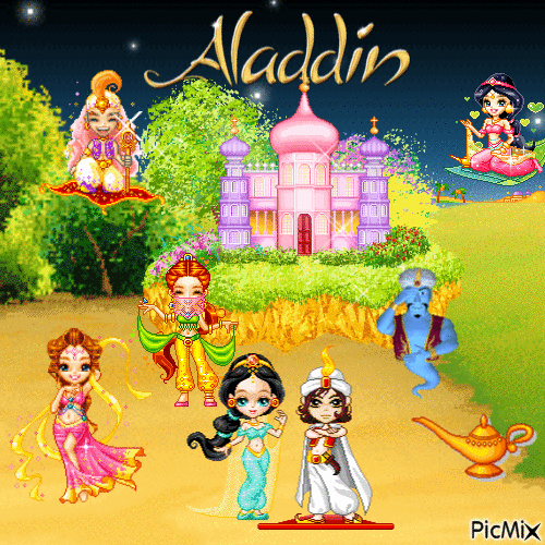Aladdin with Friends - GIF animado grátis