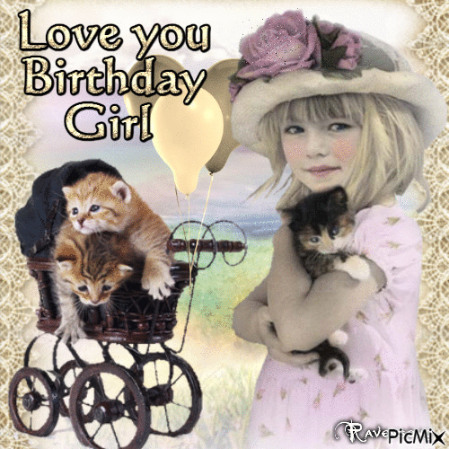 Love You Birthday Girl - GIF animé gratuit