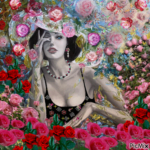 Девушка   с розами