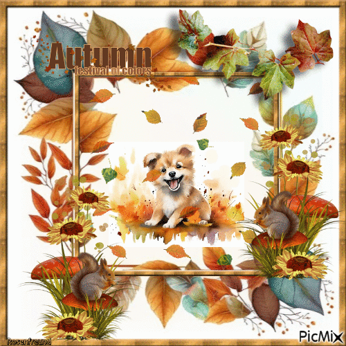Süßer Hund im Herbst - Gratis geanimeerde GIF