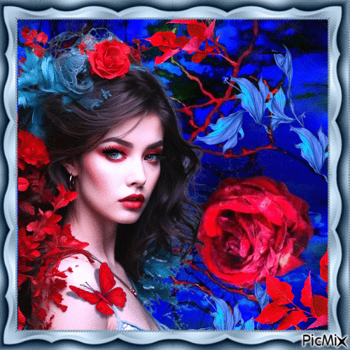 Портрет в сине-красных тонах - Darmowy animowany GIF