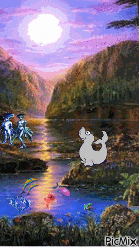 Le Lac en montagne - Безплатен анимиран GIF