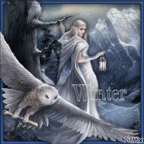 Beautiful Winter Owl-RM-10-15-23 - Бесплатный анимированный гифка