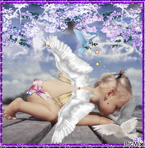 Concours "Little angel and her doves" - Gratis geanimeerde GIF