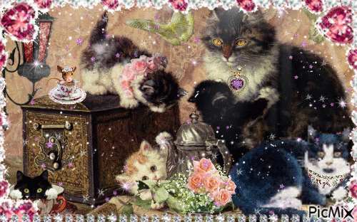 Victorian Cats - Free animated GIF