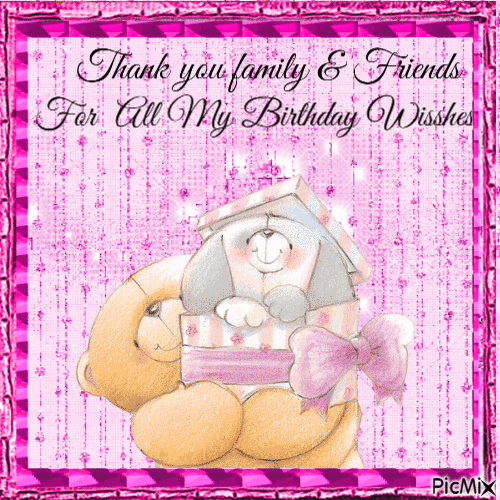 Thank you, family & friends, for birthday wishes - Free animated GIF