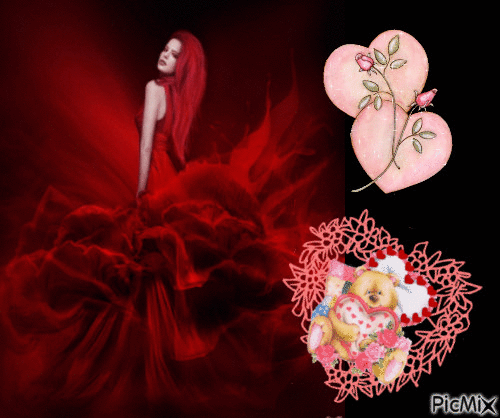 beauté en rouge et noir - Animovaný GIF zadarmo